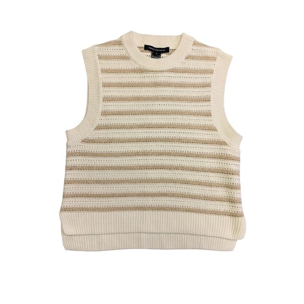 French Connection Ladies Soft Sleeveless Easy Pullover Sweater - Ivory NWT